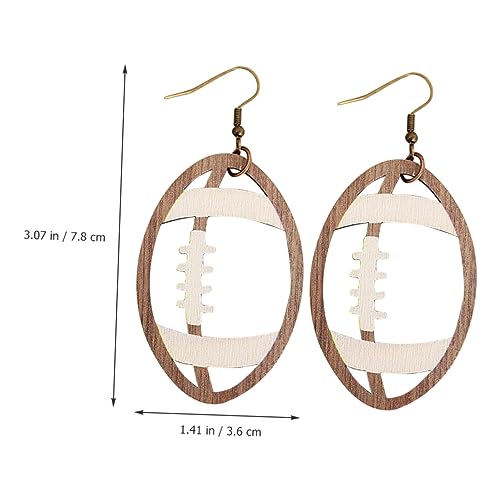 Warmhm Holz Ohrringe Damen American Football Design Leichte Hohle Baumelnde Ohrhänger Sport Accessoires Komfortabel für Alltag Party und Arbeit Geeignet von Warmhm
