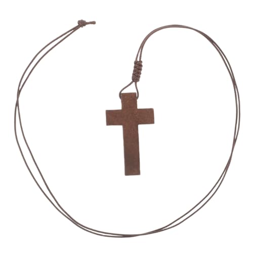 Warmhm Holzkreuz Halskette Mit Kreuzanhänger Für Männer Verstellbare Seilkette Pulloverkette Aus Holz Mit Anhänger Unisex-halskette von Warmhm