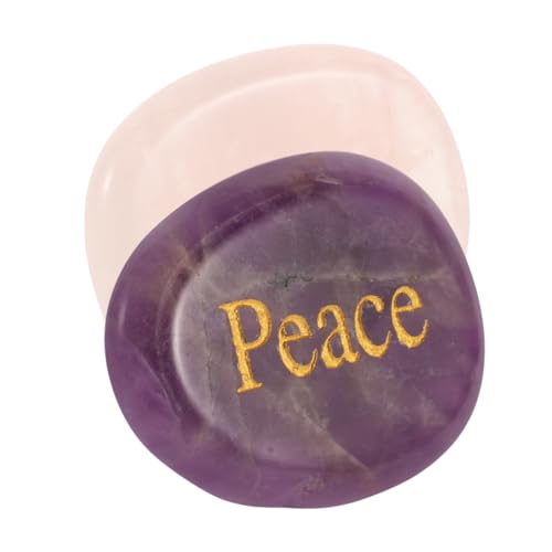 Warmhm Inspirational Chakra Heilsteine mit Graviertem Peace und Love Motiv Polierte Kraftsteine aus Achat für Emotionale Balance Stressabbau und Spirituelle Kraft für Frauen und Männer von Warmhm
