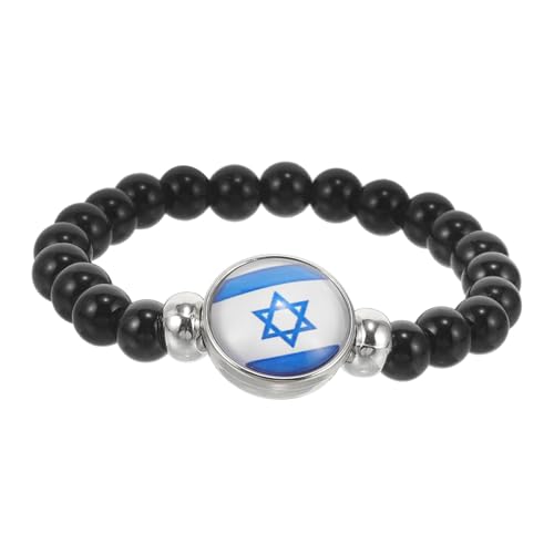 Warmhm Israel Flag Perlenarmband für Damen Patriotic Damenarmband mit Israel Flaggenmuster Bequeme Modisches Accessoire für Farbenfrohes und Langlebiges Design von Warmhm