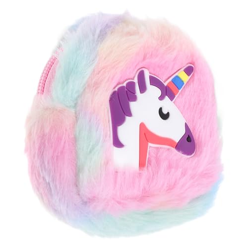 Warmhm Kleine Plüsch Einhorn Münzgeldbörse für Mädchen Reißverschlusstasche mit Schlüsselanhänger Süße Kleiner Geldbörse für Kleingeld und Karten Kompakt und Tragbar für Reisen von Warmhm