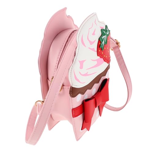 Warmhm Kawaii Strawberry Crossbody Bag für Mädchen PU Schultertasche mit Süßem Cupcake Design und Bowknot Geräumige Umhängetasche für Alltag und Besondere Anlässe von Warmhm