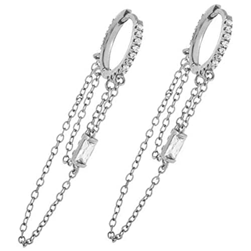 Warmhm Ketten Ohrringe mit Quasten Silberfarbene Creolen für Damen Drop Earrings Elegantes Design für Hochzeit und Alltag Filigraner Ohrschmuck von Warmhm
