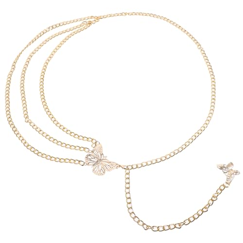 Warmhm Kettengürtel Damen Verstellbare Mehrlagige Bauch und Taillenkette mit Schmetterling Eleganter Körperschmuck für Partys Hochzeiten und Alltag Robustes Design Langlebigkeit von Warmhm