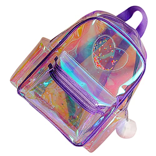 Warmhm Klarer Kleiner Rucksack PVC Durchsichtiger Festival Rucksack Bunten Schultertasche für Mädchen für Konzerte und Reisen von Warmhm