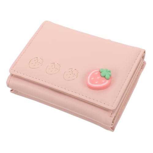 Warmhm Kleine Damen Geldbörse aus Pu- Süße Mini Geldtasche mit Münzfach und Kartenfächern Kompakte Clutch für Alltag Reise und Geschenkideen in Rosa von Warmhm