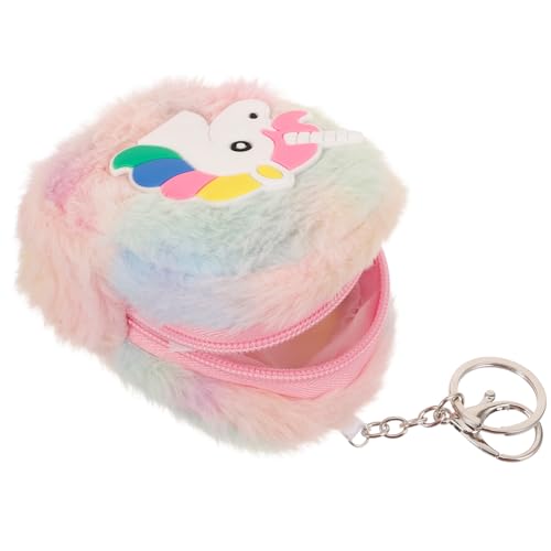 Warmhm Kleines Schlüsselanhänger Täschchen mit Einhorn Plüsch Münzbeutel Multifunktionale Mini Geldbörse für Damen Tragbar für Schlüssel Ohrhörer und Kleingeld Trendiger Stil von Warmhm