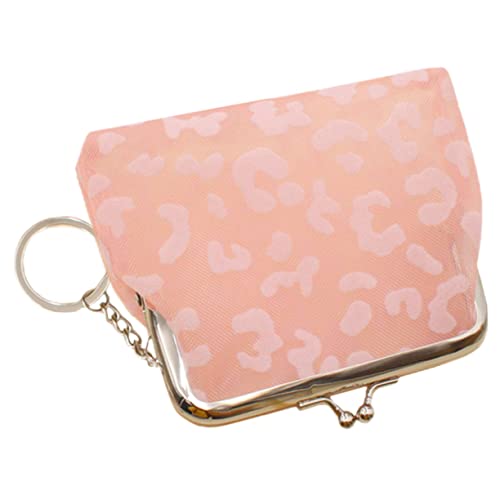 Warmhm Kleines Transparentes Kartenetui mit Schlüsselanhänger Geldbörse für Ausweise Münzen und Karten für Damen und Studenten Pinker Leopardenprint von Warmhm