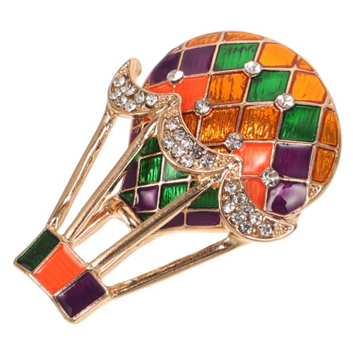 Warmhm Kreative Brosche Form Eines Heißluftballons mit Strass Bunte Legierungsbrosche für Partys Cosplay und Tägliches Tragen Einzigartiger Anstecker für Damen von Warmhm