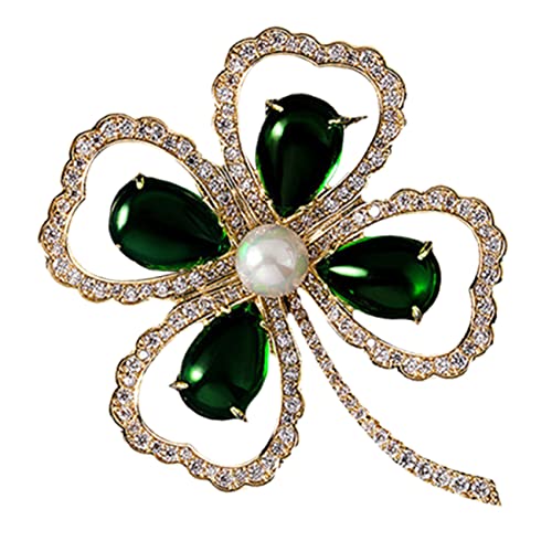 Warmhm Shamrock Brosche Für Frauen Weihnachts Brosche Kleeblatt Festival Anstecker Brustnadel Mit Strass Mode Party Accessoire von Warmhm