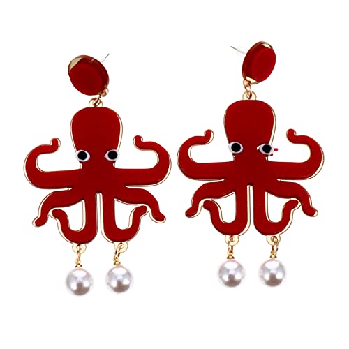 Warmhm Kreative Perlenohrringe mit Meeres Tiermotiv Bunte Dangle Drops Leichte Ohrhänger für Damen Modischer Perlenschmuck für Alltag und Cosplay von Warmhm
