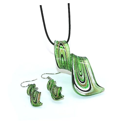 Warmhm Grüne Kreative Spirale Ohrringe und Halskette Satz Anhänger Verstellbare Halskette Trendiger Boho Schmuck für Frauen Geschenkidee für Besondere Anlässe von Warmhm