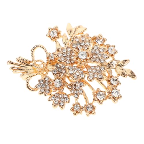 Warmhm Kristallbrosche Damen Fächerblatt Anstecknadel mit Perlen und Strass Eleganter Goldfarbener Schmuck für Kleidung und Schal Handwerkskunst Vielseitiges Accessoire für Damen von Warmhm