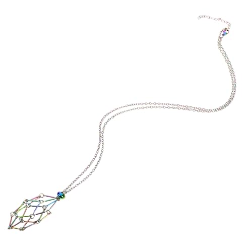 Warmhm Kristallhalter Halskette Metall Käfig Anhänger für Natürliche Steinanhänger Verstellbar Schmuckhalter Damen Zubehör für DIY Schmuckherstellung von Warmhm