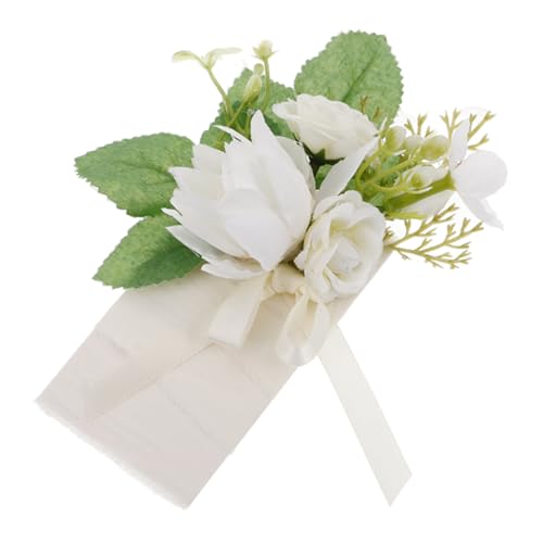 Warmhm Künstliche Blumen Ansteckblume Hochzeit Boutonniere Brautjungfer Corsage Elegant Natürliches Design Weiß für Hochzeitskleidung Abendgarderobe Party von Warmhm