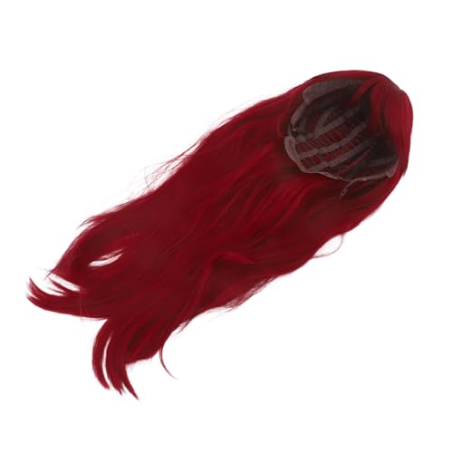 Warmhm Lange Glatte Synthetische Perücke in Weinrot für Frauen Natürlich Wirkend Realistische Vollkopf Abdeckung für Cosplay Halloween und Party von Warmhm