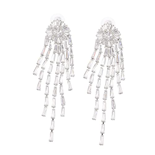Warmhm Lange Quasten Ohrhänger für Damen Leichte Zirkonia Ohrringe Modische Ohrschmuck Komfortabel Tragbar für Alltag Hochzeit Party und Festliche Anlässe von Warmhm