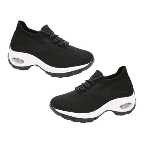 Warmhm Leichte Atmungsaktive Sportschuhe Damen mit Stabiler Fersenkappe Langlebiger Rutschfester Sohle Modische Schnürer für Freizeit und Fitness Zweifarbig von Warmhm