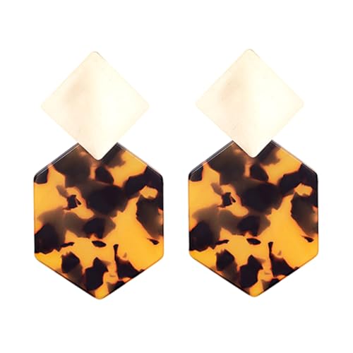 Warmhm Leopardenmuster Ohrringe Ohrstecker Sechseck Design Extravaganter Ohrschmuck Damen Alltag Business Shopping von Warmhm