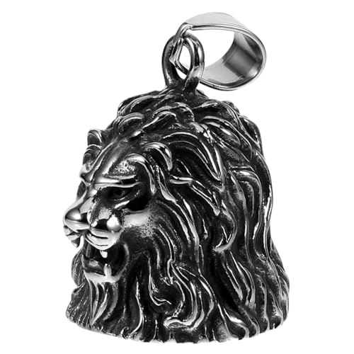 Warmhm Löwenkopf Schlüsselanhänger mit Glocke Herren Accessoire Vintage Design Motorrad Schlüsselring von Warmhm