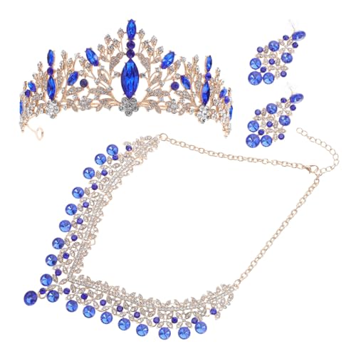 Warmhm Luxuriöses Braut Schmuckset Teilig mit Strass Krone Halskette und Ohrringen Stabiles Elegantes Set für Hochzeit Party und Festliche Anlässe Handwerkskunst Harmonisches Design von Warmhm