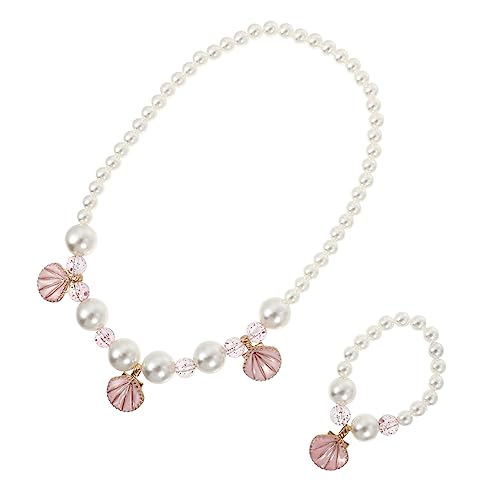 Warmhm Kleines Mädchen Schmuckset Mit Halskette Und Armband Langlebiger Modeschmuck Für Kleinkinder Rosa Perlenset Für Prinzessinnen Für Geburtstage Und Feiertage von Warmhm