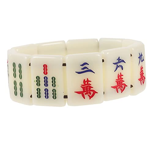 Warmhm Mahjong Armband mit Elastischem Band Verstellbar Handgefertigt Einzigartiges Design Sicheren Kunststofffliesen Modisches für Männer und Geeignet für Alltag und Festlichkeiten von Warmhm