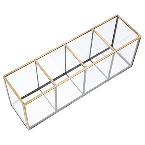 Warmhm Makeup Storage Box mit Fächern Vintage Kupferrahmen Desktop Organizer für Kosmetik Puderquaste und Hautpflege Kompakte Aufbewahrungsbox für Schminktisch und Schlafzimmer von Warmhm