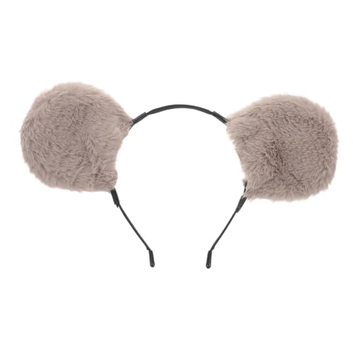 Warmhm Maustier Ohren Stirnband Flauschiges Tierhaarbande für Halloween Cosplay und Partys Niedliches Graues Tierkostüm Zubehör für Frauen von Warmhm