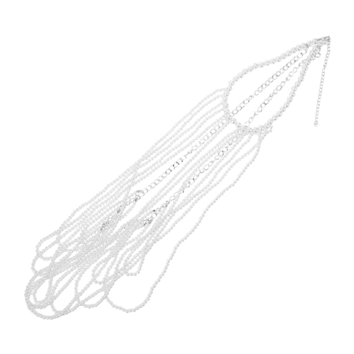 Warmhm Mehrschichtige Imitationsperlen Körperkette Damen Elegant Perlenbesetzt Leicht Hautfreundlich Vielseitig für Strand Hochzeit Alltag Schmuck von Warmhm