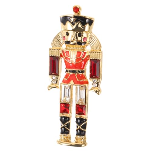 Warmhm Metall Brosche Nutcracker Soldat Anstecknadel Dekorative Kleidung Schmuck Süßer Roter Pin für Jacken Hüte Rucksäcke und Schals von Warmhm