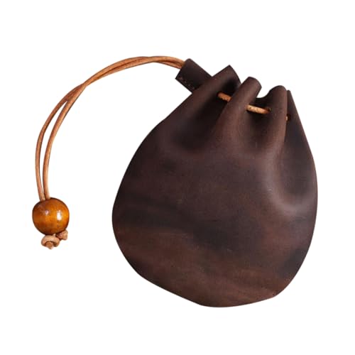 Warmhm Mini Ledertaschen für Kleingeld Vintage Münzbeutel Multifunktionale Schlüsseltasche Kaffee für Damen und Herren Leicht und Hochwertigem Gefertigt von Warmhm