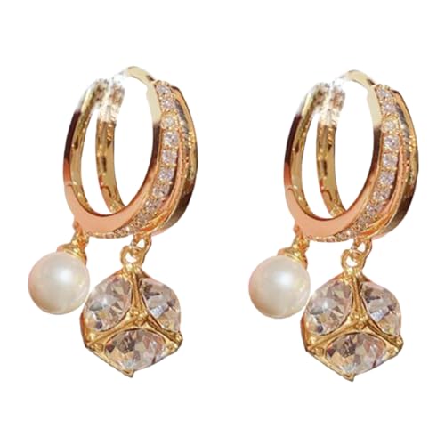 Warmhm Minimalistische Creolen Ohrringe mit Zirkonia und Perlen für Damen Vielseitige Ohrringe im Modischen Design für Warmhm Minimalistische Creolen Ohrringe mit Zirkonia und Perlen für Damen Vielseitige Ohrringe im Modischen Design für von Warmhm