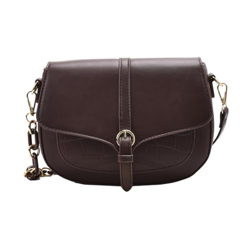 Warmhm Modische Damen Umhängetasche PU Kleine Schultertasche mit Kettenriemen Leichte Crossbody Bag für Alltag Shopping Reisen in Kaffee von Warmhm