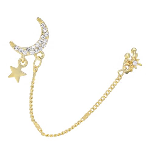Warmhm Mond und Stern Ohrclip mit Strassstein nicht Durchstochen Modischer Ohrschmuck für Damen Leichter Ohrclip Elegantes Design für Alltag und Party von Warmhm