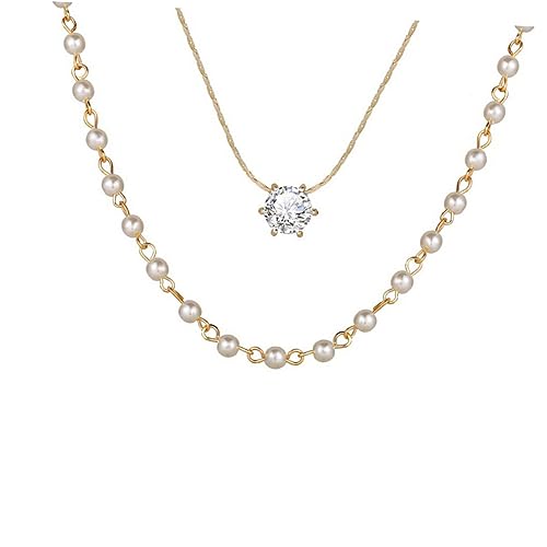 Warmhm Multi Layer Perlenhalskette mit Vintage Anhänger für Damen Eleganter Modeschmuck für Besondere Anlässe für Partys Geburtstage und Alltag von Warmhm