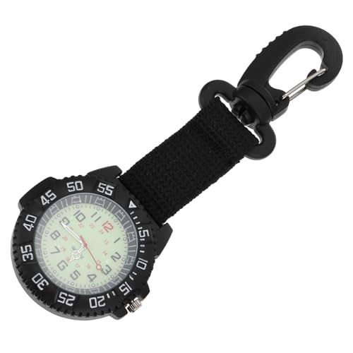 Warmhm Multifunktionale Outdoor Karabiner Clip Taschenuhr mit Nylonband Robuste Wanderuhr für Sportliche Anhängeruhr zum Befestigen an Rucksack oder Kleidung Schwarze Analoge Quarzuhr von Warmhm