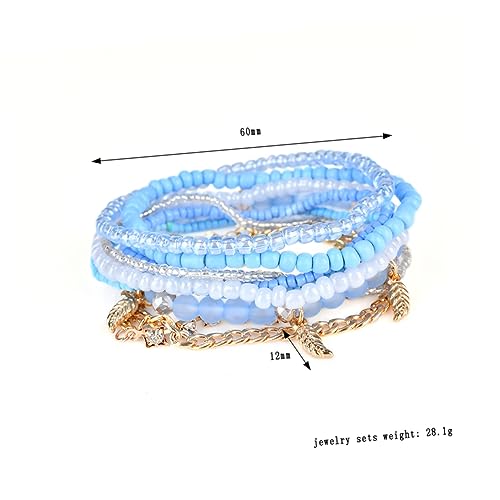 Warmhm Multilayer Perlenarmband mit Elastischem Design und Baumblätter Anhänger Eleganter Modeschmuck für Frauen für Besondere Anlässe und Alltägliche Nutzung von Warmhm