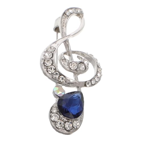 Warmhm Musiknoten Brosche mit Strasssteinen Modische Anstecknadel für Damen Silber Blaue Kleidung Dekoration Vielseitiges Schmuck Accessoire für Party Hochzeit und Alltag von Warmhm