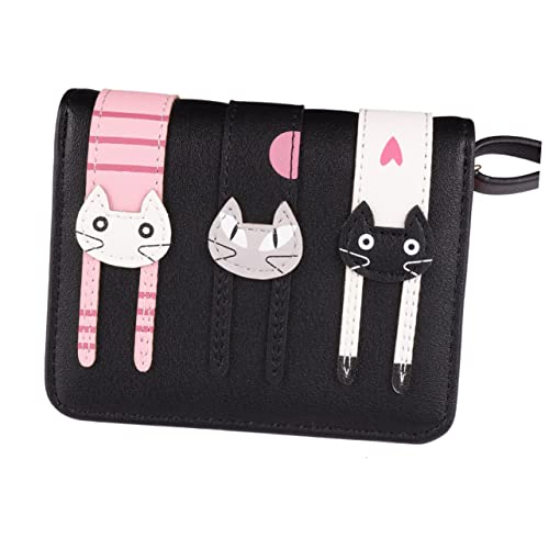Warmhm Niedliche Damen Brieftasche Mit Katzenmotiv – Bifold Geldbörse Aus Hochwertigem Material - Kompakt Und Praktisch Mit Reißverschluss - Fotofenster Und Kartenfächern in Elegantem von Warmhm