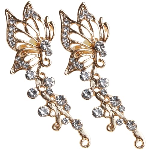 Warmhm Ohrclips Damen Schmetterling Klemmen mit Strass Statement Clip Ohrringe Modisch Vielseitig Kombinierbar für Frauen und Mädchen von Warmhm