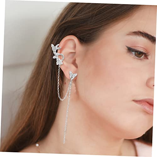 Warmhm Ohrmanschetten Schmetterling Ohrringe mit Funkelnden Strasssteinen Clip Ohrringe für Teenager Mädchen Damen Schmuck für Party Hochzeit und Alltag Links Rechts von Warmhm