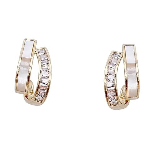 Warmhm Ohrstecker Damen Doppellagig Silber Kreatives Design Langlebiger Ohrschmuck Geeignet für Party Shopping zu Weihnachten und Valentinstag von Warmhm