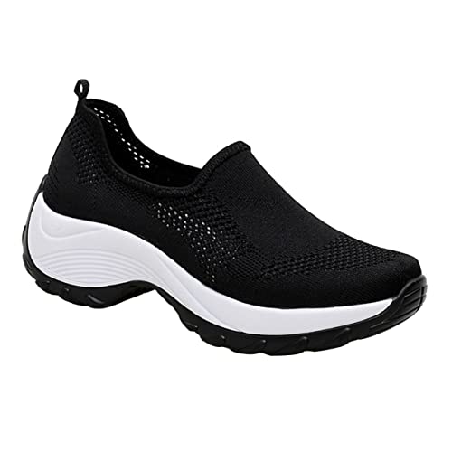 Warmhm Outdoor Sneakers Damen Mesh Schuhe mit Luftpolster Komfortable Walkingschuhe für Alltag und Wandern Atmungsaktive Sportschuhe Schwarz von Warmhm