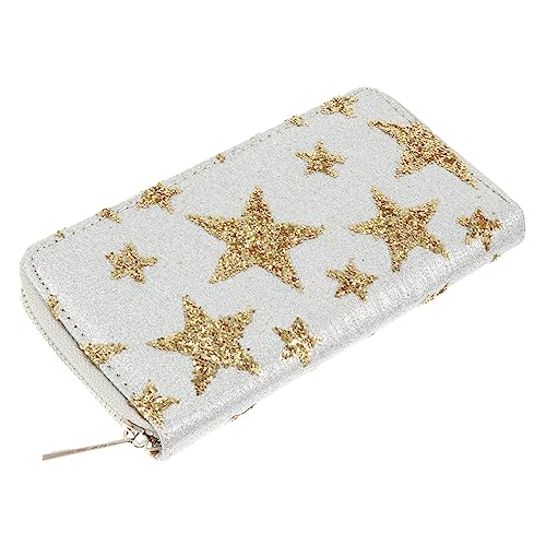 Warmhm PU Leder Damen Geldbörse mit Sternenmuster Lange Clutch Geldtasche Leicht Weich Modisch Geräumig für Karten Bargeld Party Shopping Reisen Geeignet von Warmhm