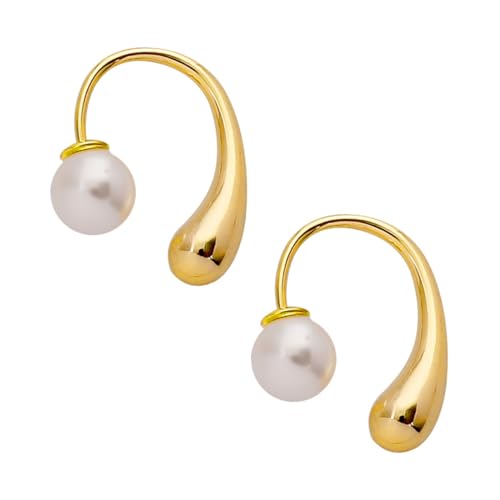 Warmhm Perlen Ohrstecker Damen Gold Ohrschmuck Elegant Korrosionsbeständig Modisch Leicht Für Alltag von Warmhm