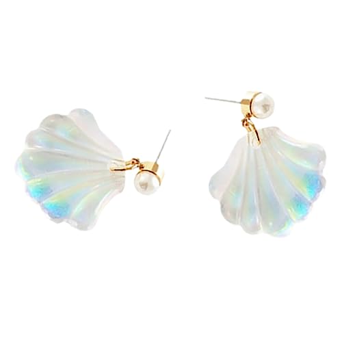 Warmhm Perlen Ohrstecker Muschelform Damen Ohrschmuck Sommer Ohrstecker Langlebig Allergiefrei Feiner Legierungswerkstoff Geeignet für Alltag Urlaub Geschenkidee von Warmhm