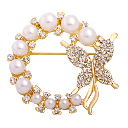 Warmhm Perlen Schmetterlingsbrosche Strass Anstecknadel für Damen Dekorative Brosche für Pullover Schal und Kleid von Warmhm