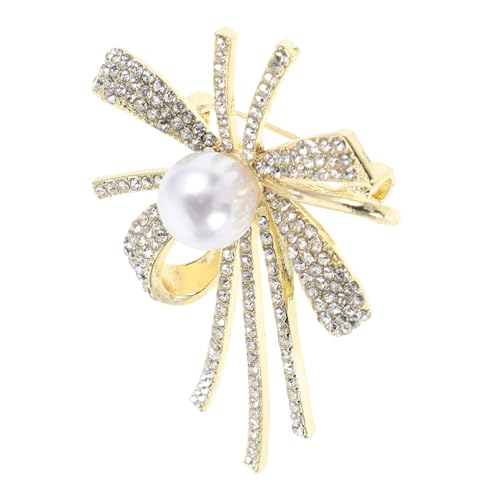 Warmhm Perlenbrosche Damen Schleifen Design Anstecknadel mit Strass Schmuck für Festliche Kleidung und Accessoires Vielseitig Einsetzbar bei Hochzeit Party und Alltag von Warmhm