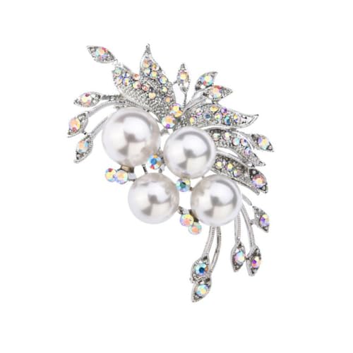 Warmhm Perlenbrosche mit Strassbesatz Kreative Anstecknadel für Damen Schmuckaccessoires für Abendkleider Geeignet für Hochzeit Valentinstag Festliche Anlässe von Warmhm